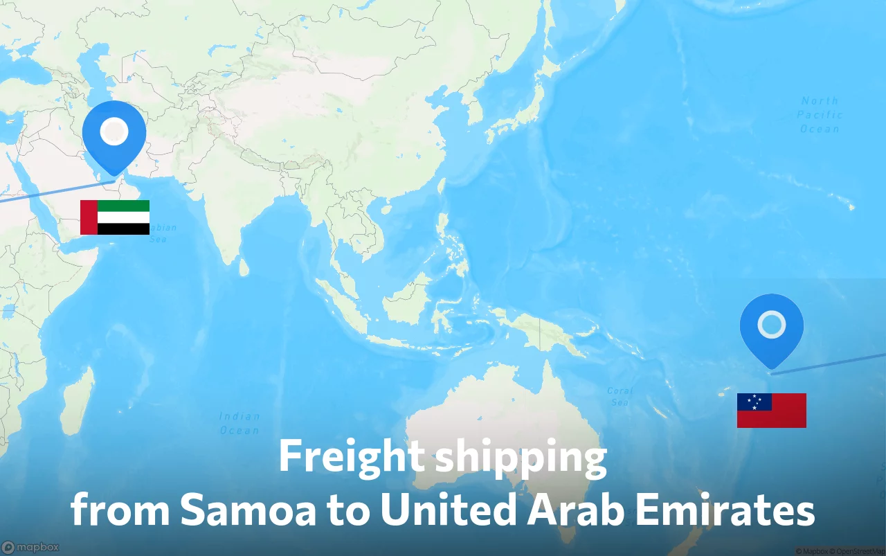 Shipping route from Samoa to United Arab Emirates