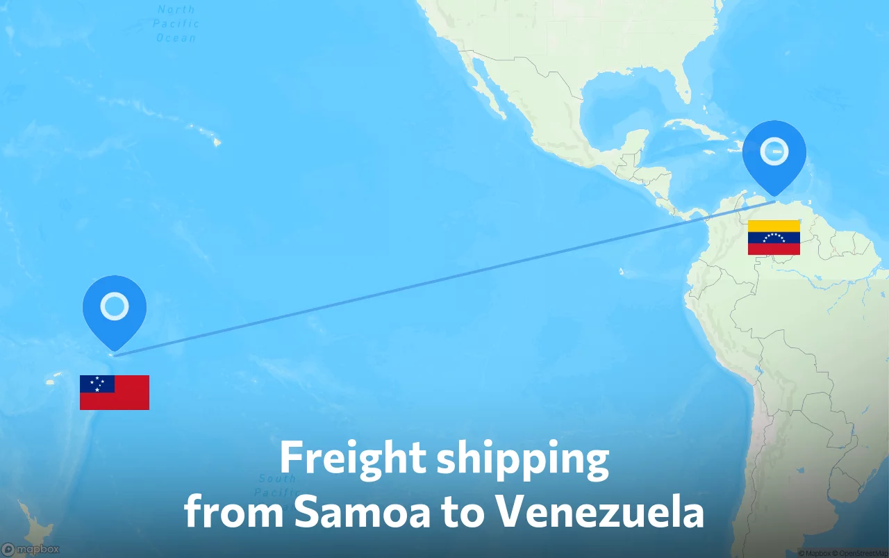 Shipping route from Samoa to Venezuela