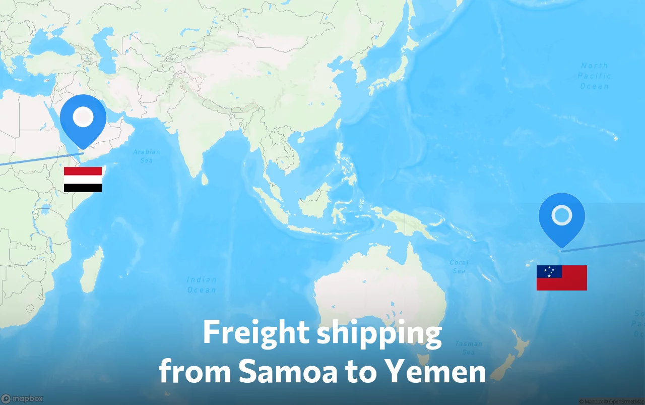 Shipping route from Samoa to Yemen