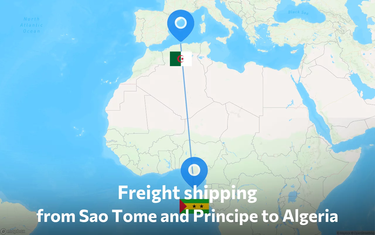 Shipping route from Sao Tome and Principe to Algeria