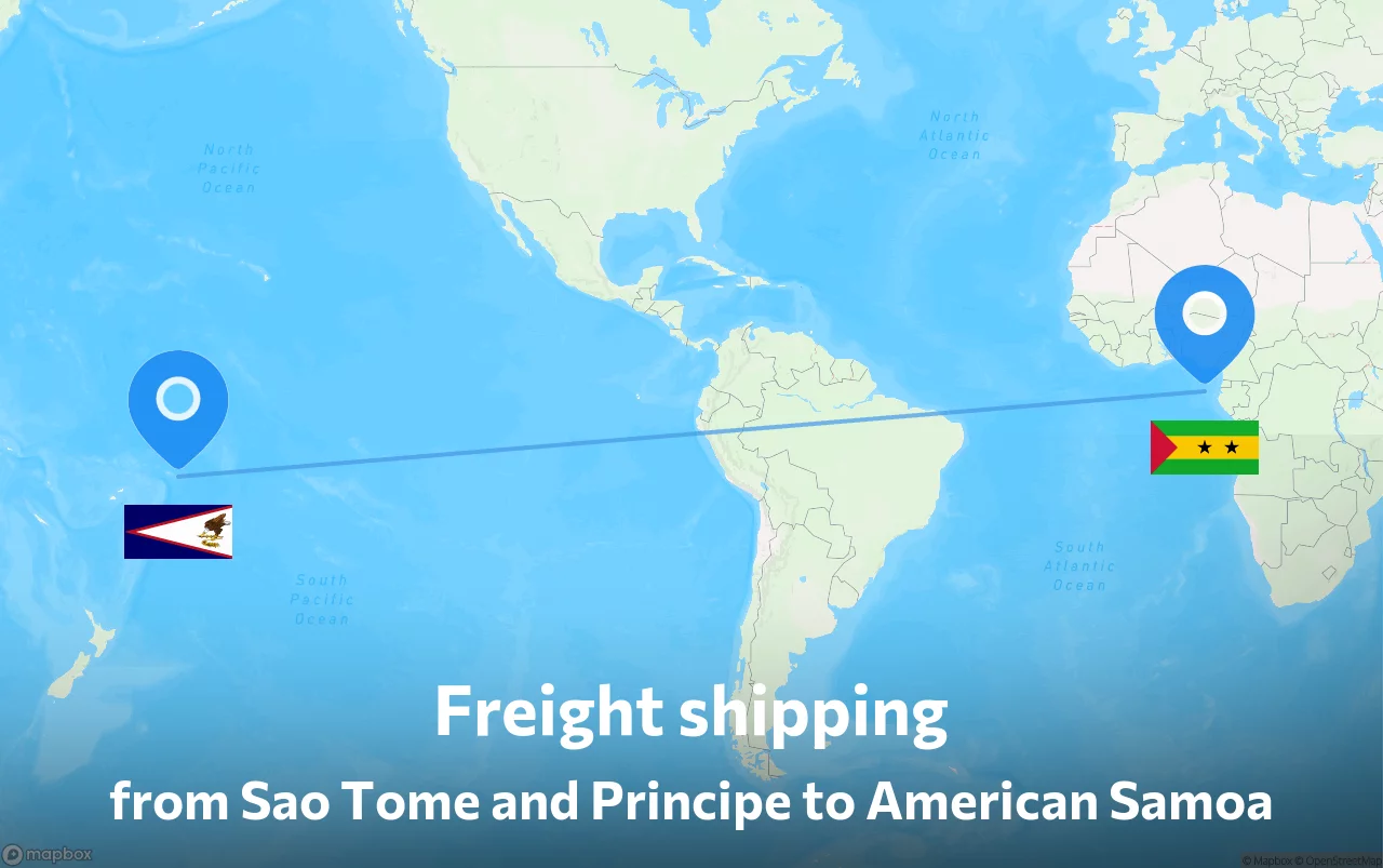 Shipping route from Sao Tome and Principe to American Samoa