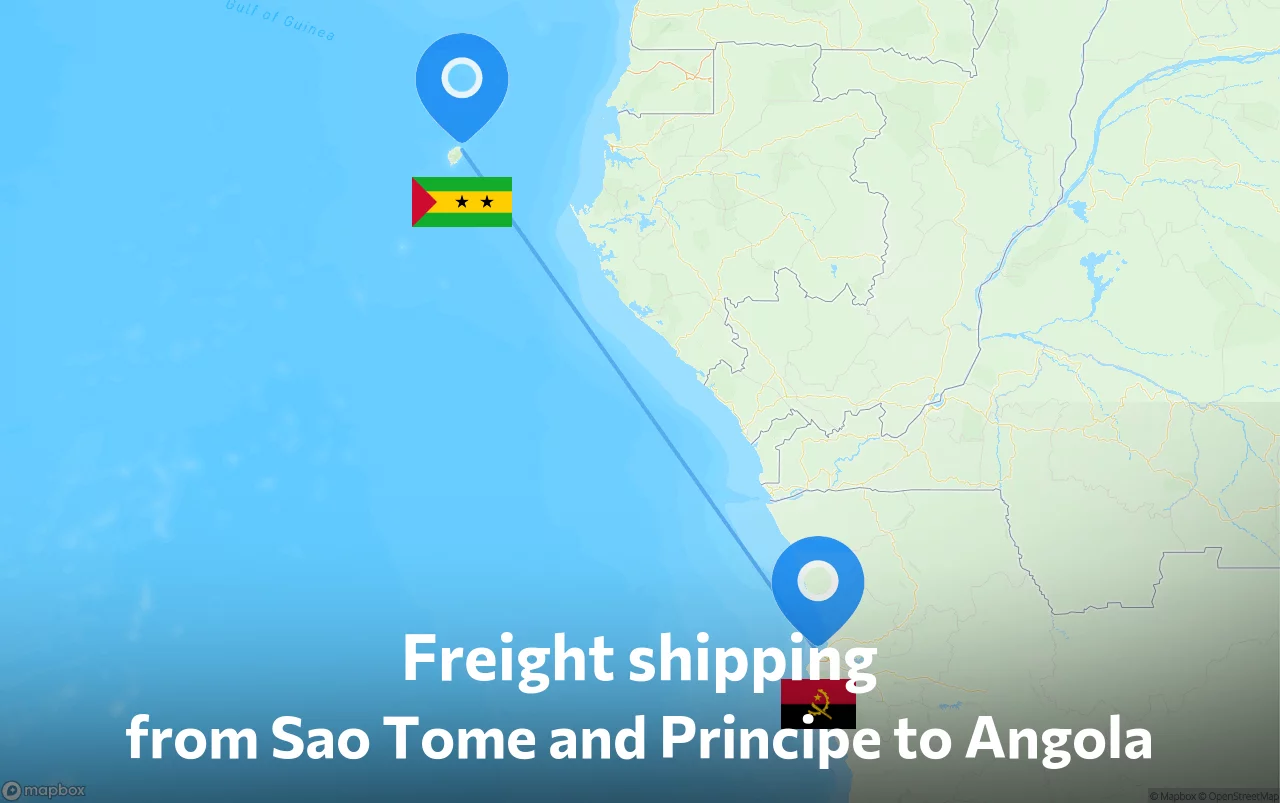 Shipping route from Sao Tome and Principe to Angola
