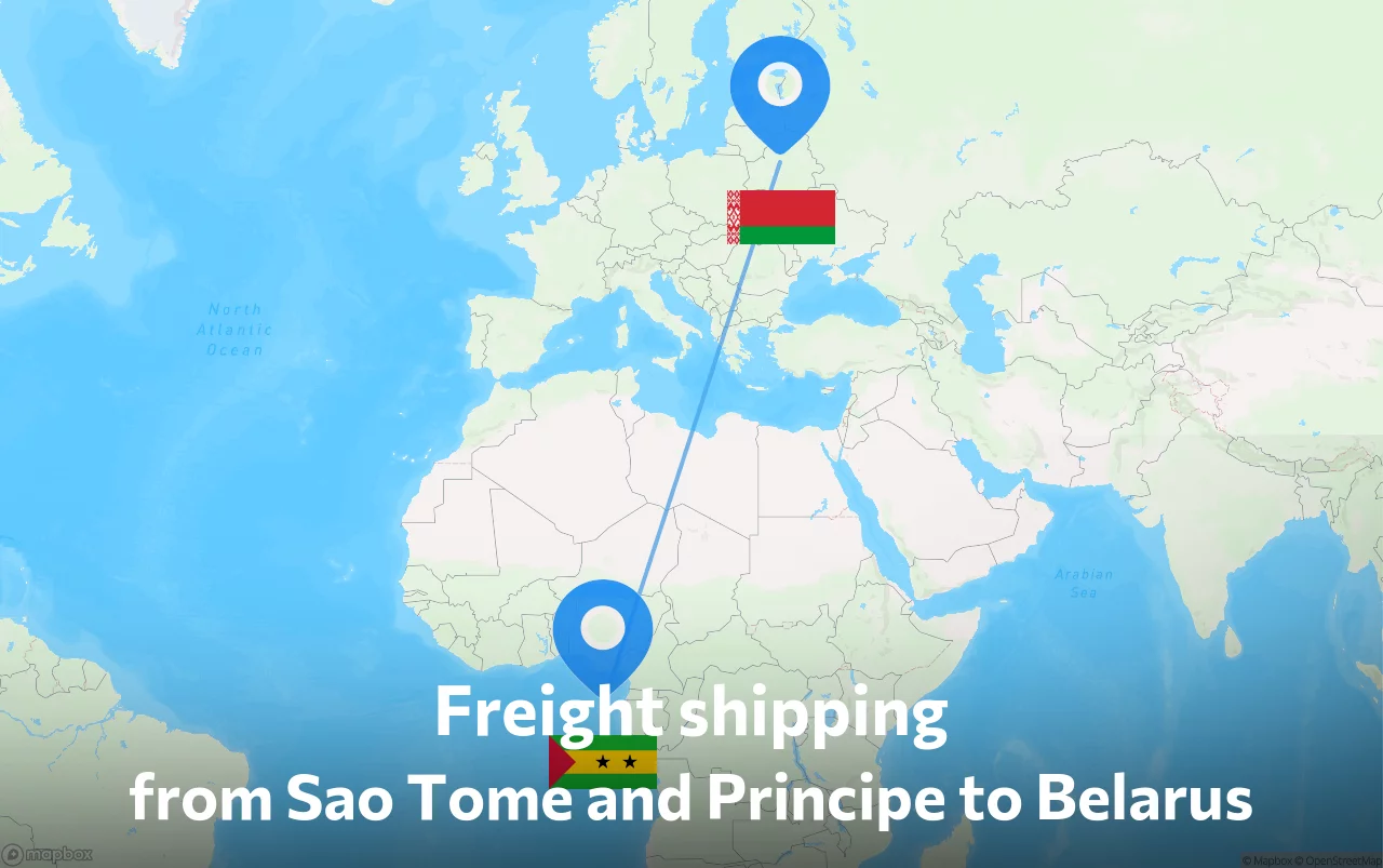 Shipping route from Sao Tome and Principe to Belarus