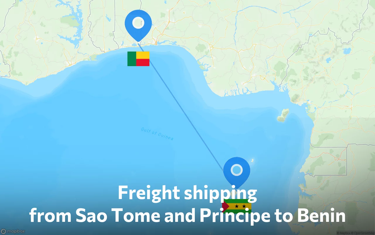 Shipping route from Sao Tome and Principe to Benin