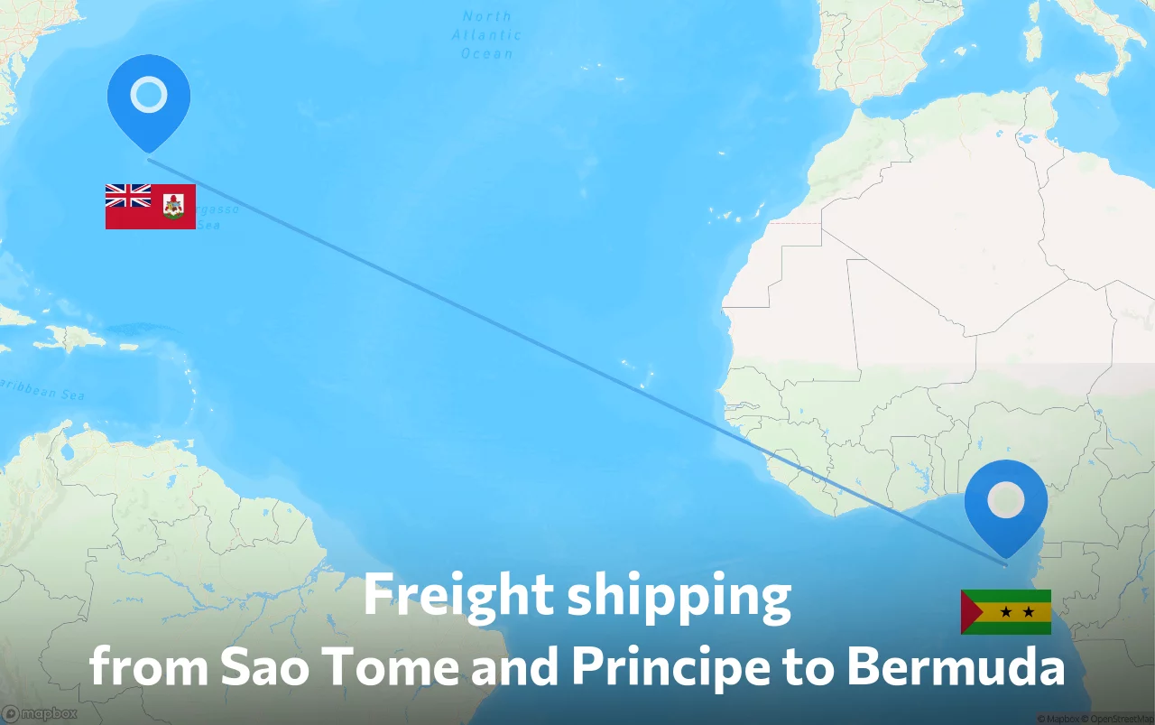 Shipping route from Sao Tome and Principe to Bermuda