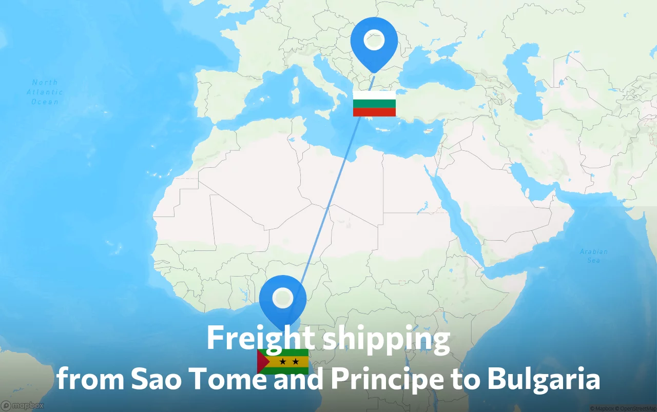 Shipping route from Sao Tome and Principe to Bulgaria