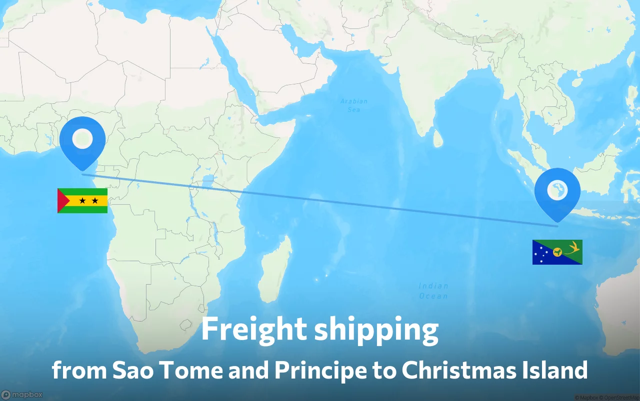 Shipping route from Sao Tome and Principe to Christmas Island