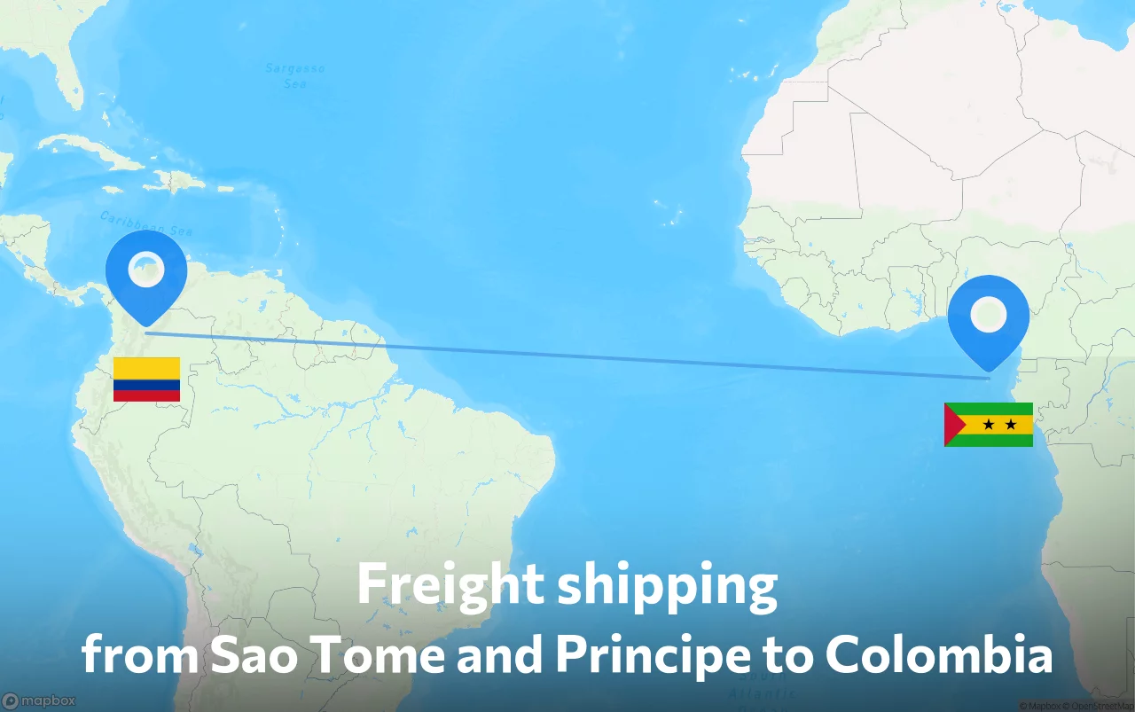 Shipping route from Sao Tome and Principe to Colombia