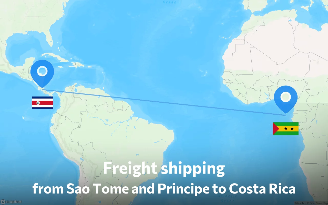 Shipping route from Sao Tome and Principe to Costa Rica