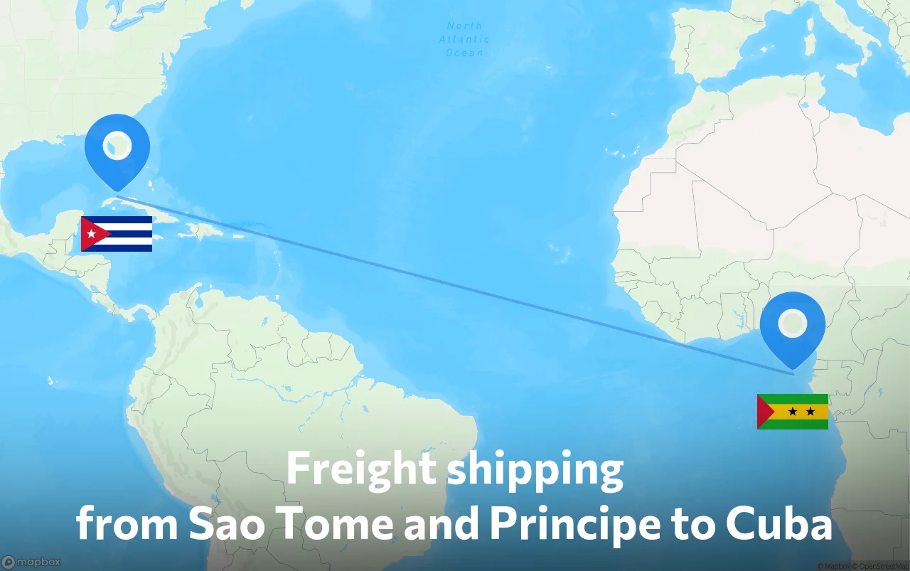 Shipping route from Sao Tome and Principe to Cuba