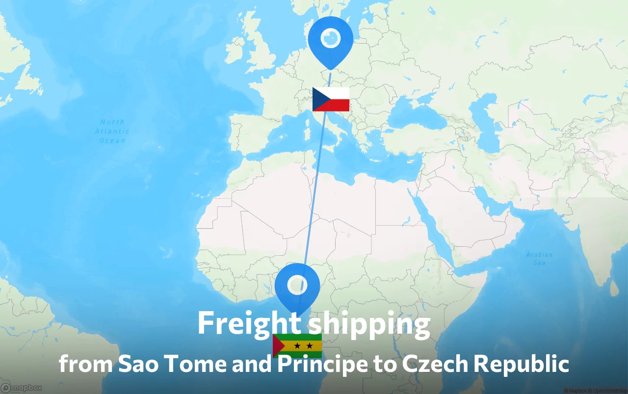 Shipping route from Sao Tome and Principe to Czech Republic
