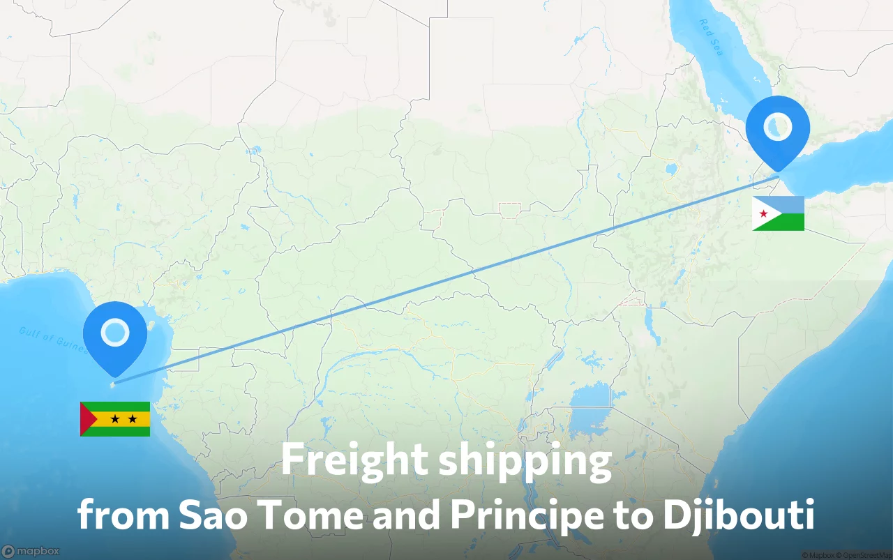 Shipping route from Sao Tome and Principe to Djibouti