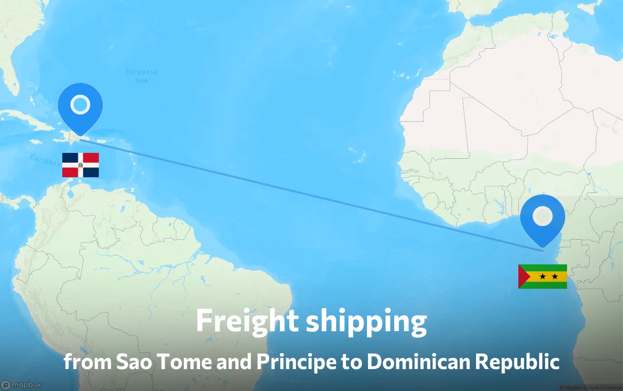 Shipping route from Sao Tome and Principe to Dominican Republic
