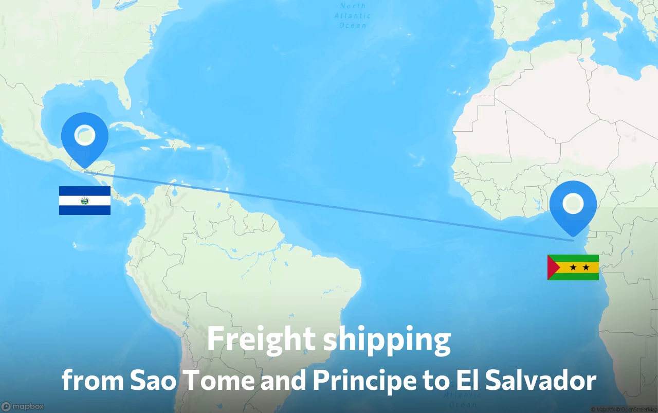 Shipping route from Sao Tome and Principe to El Salvador