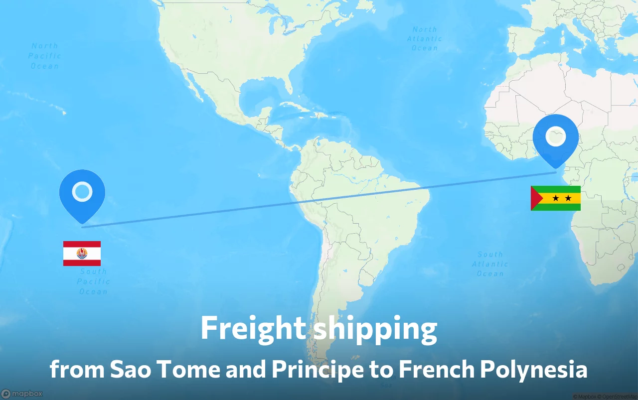 Shipping route from Sao Tome and Principe to French Polynesia