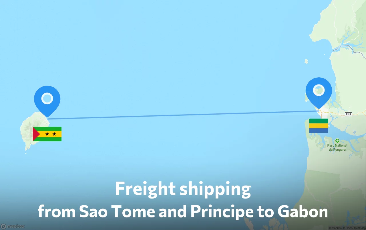 Shipping route from Sao Tome and Principe to Gabon