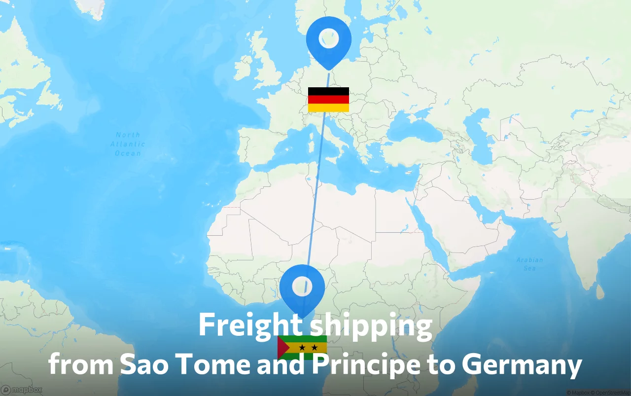 Shipping route from Sao Tome and Principe to Germany