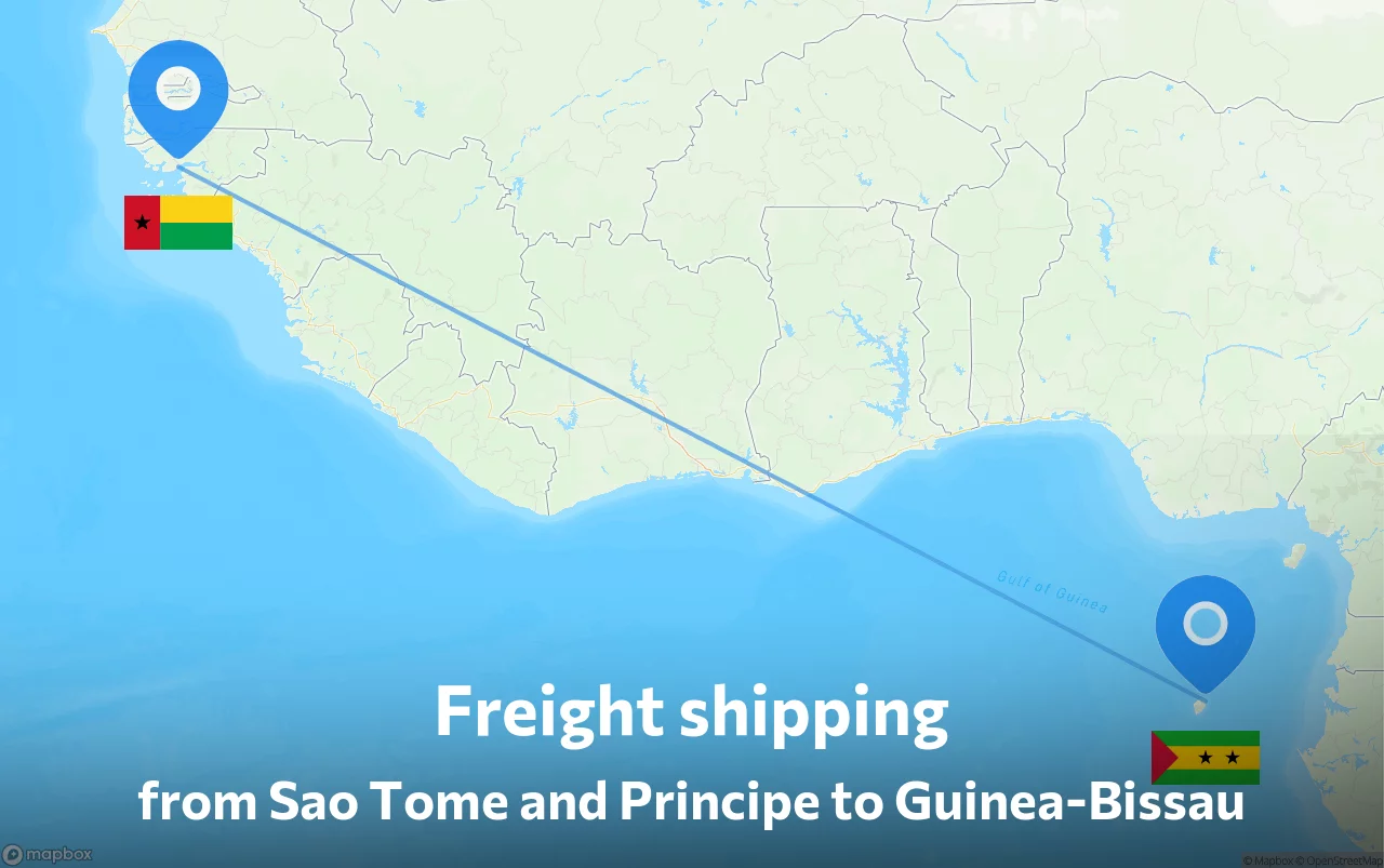 Shipping route from Sao Tome and Principe to Guinea-Bissau