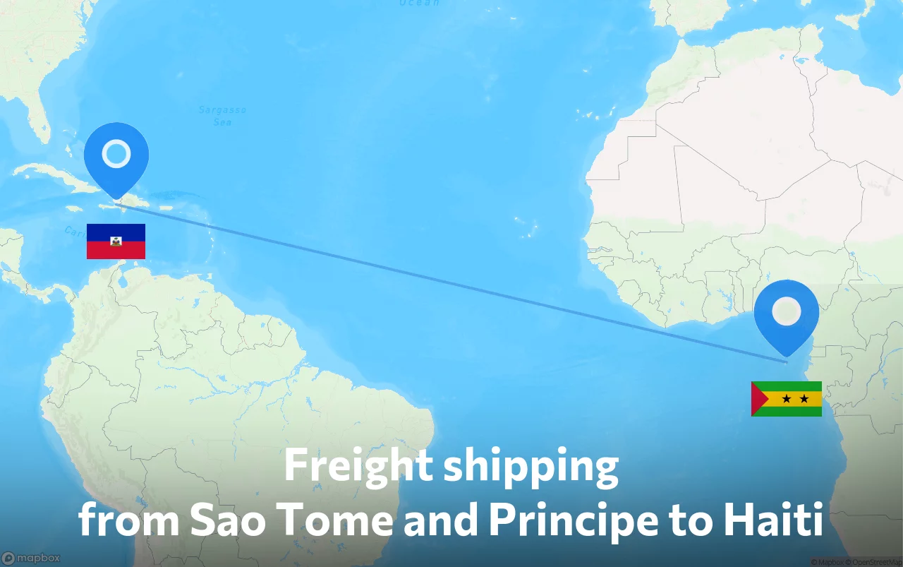 Shipping route from Sao Tome and Principe to Haiti