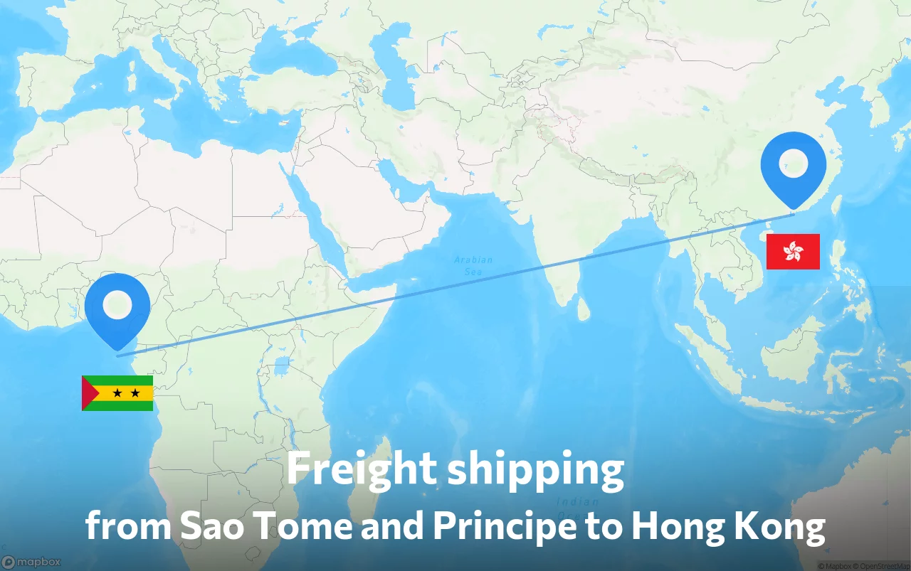Shipping route from Sao Tome and Principe to Hong Kong