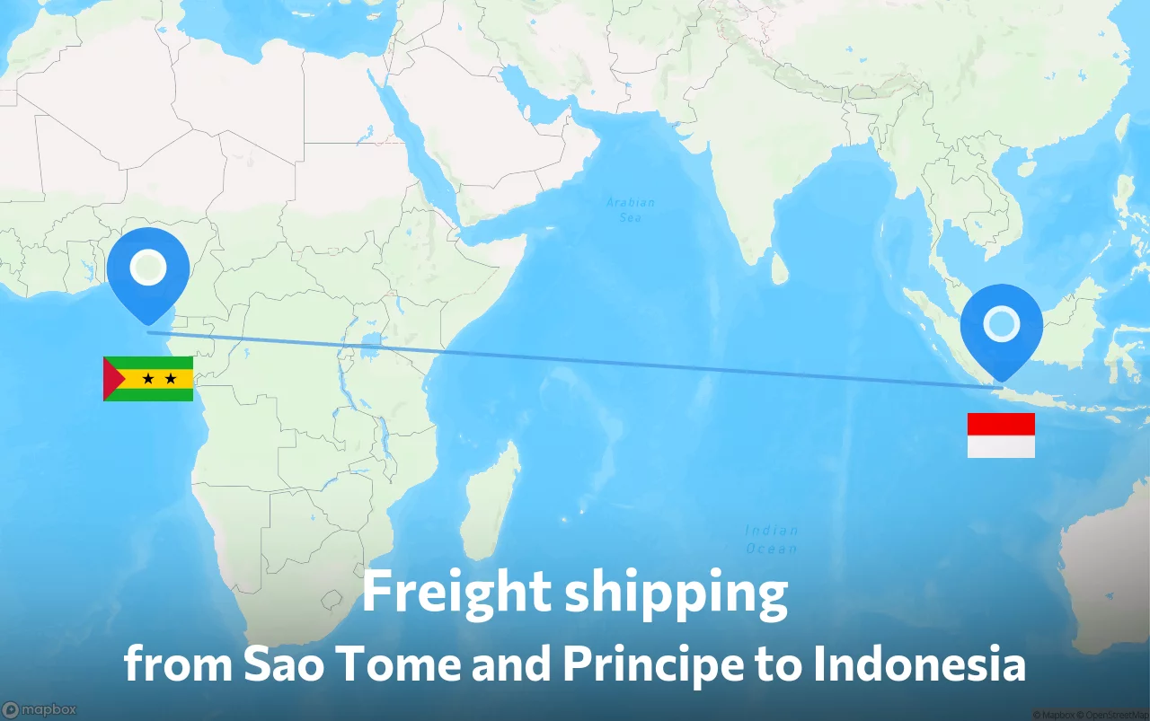 Shipping route from Sao Tome and Principe to Indonesia