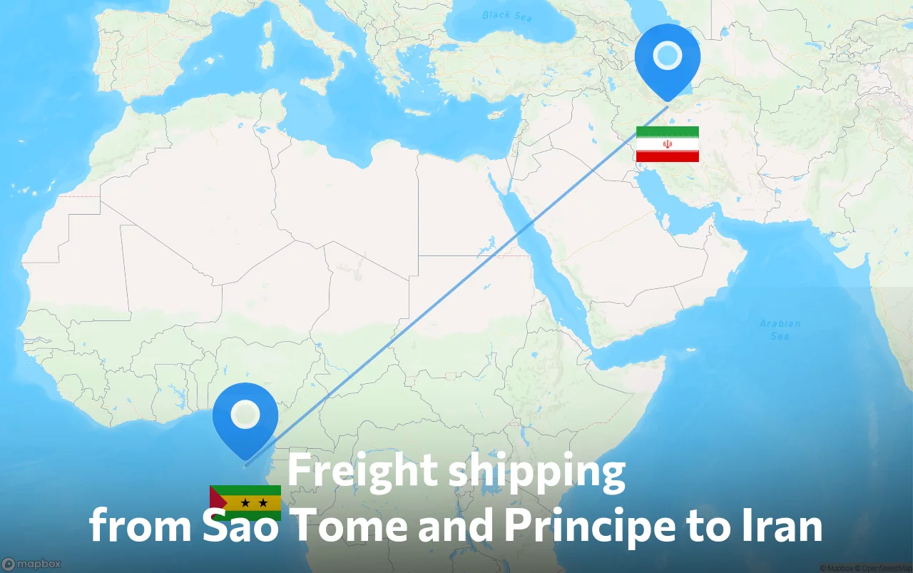 Shipping route from Sao Tome and Principe to Iran