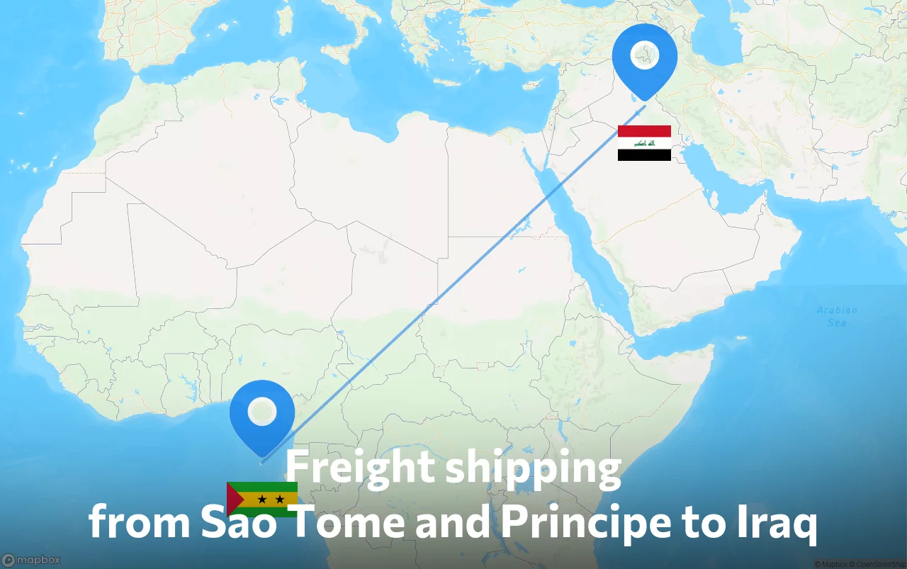 Shipping route from Sao Tome and Principe to Iraq