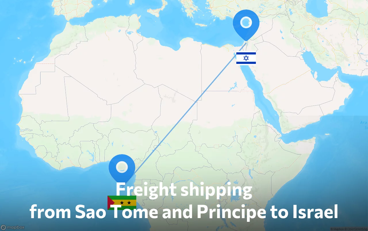 Shipping route from Sao Tome and Principe to Israel