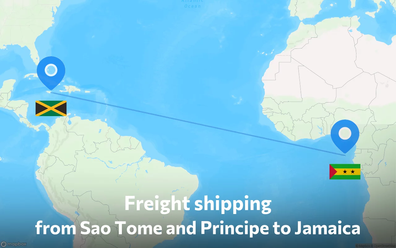 Shipping route from Sao Tome and Principe to Jamaica