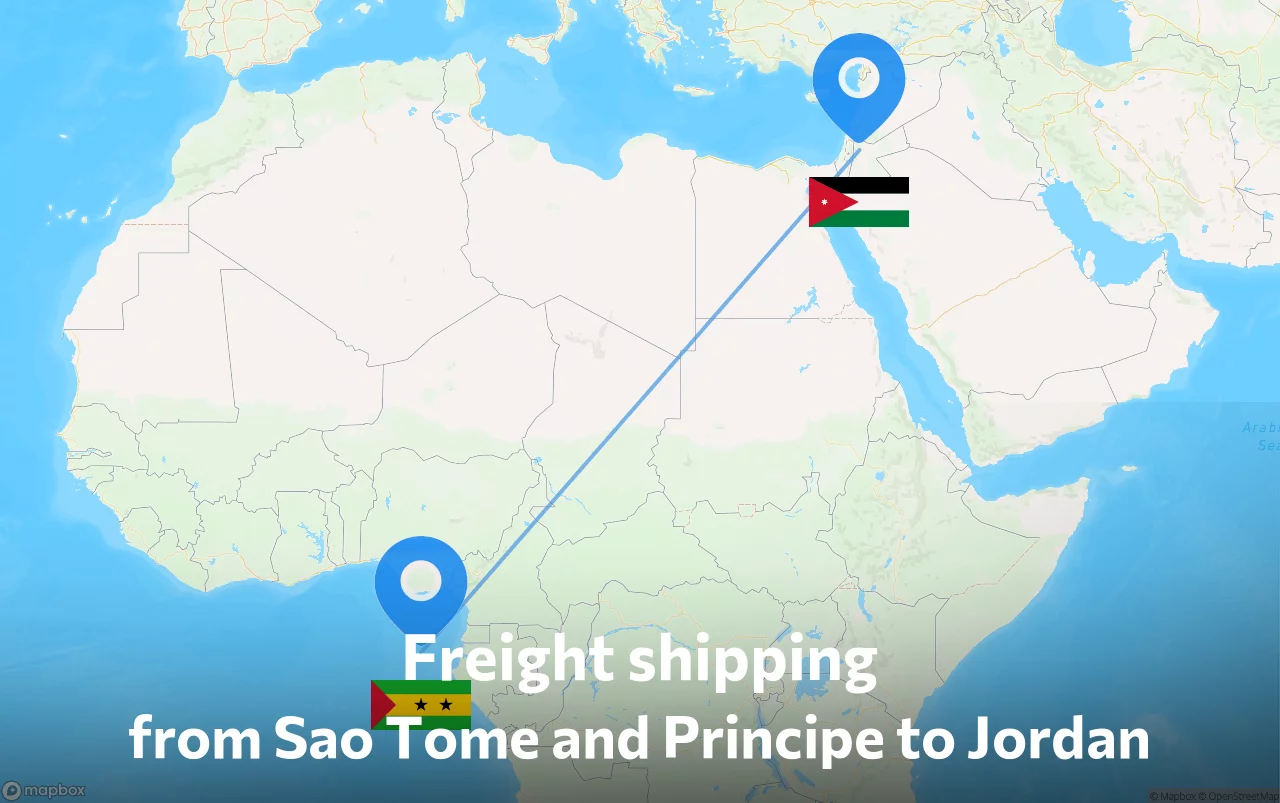 Shipping route from Sao Tome and Principe to Jordan