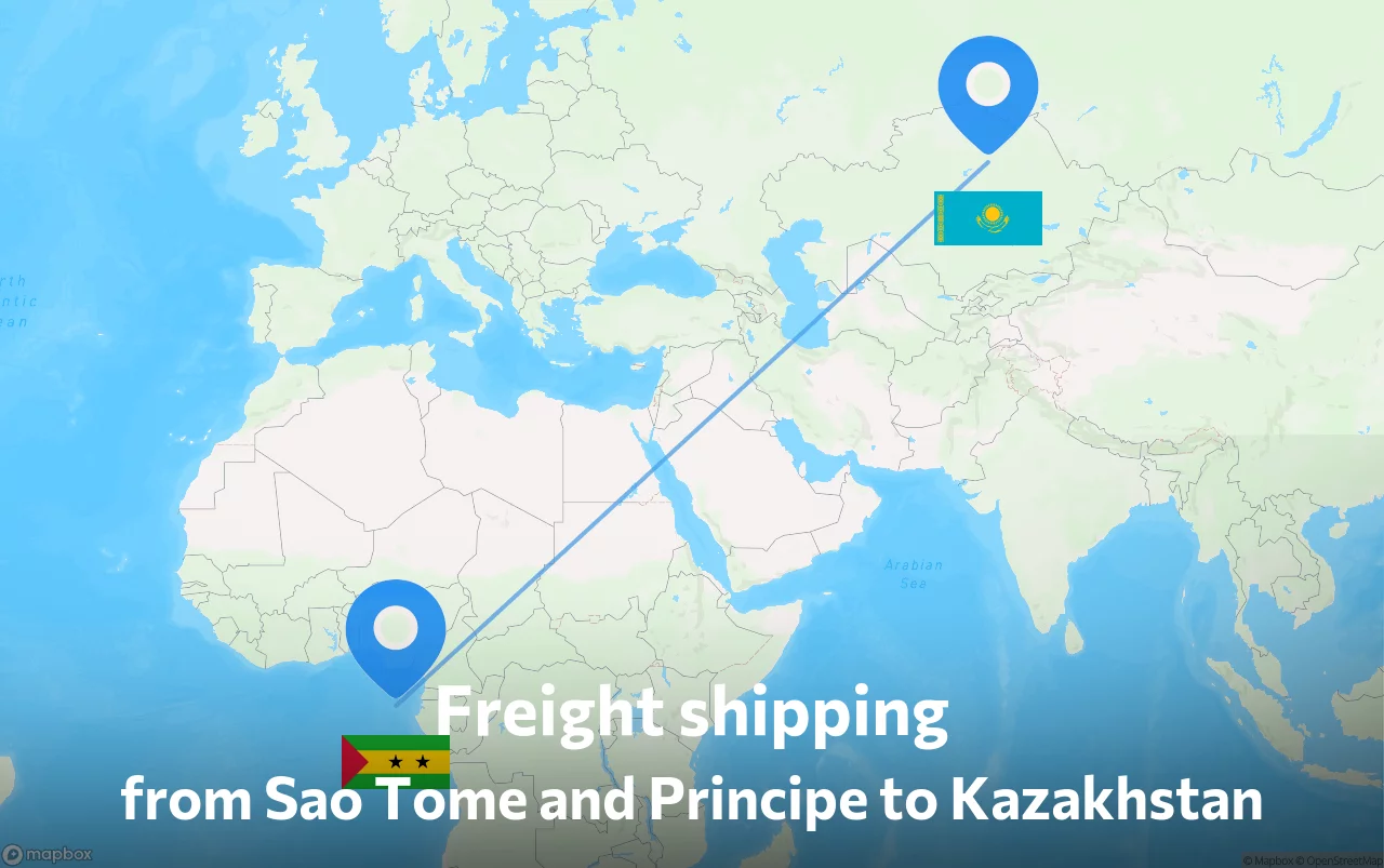 Shipping route from Sao Tome and Principe to Kazakhstan