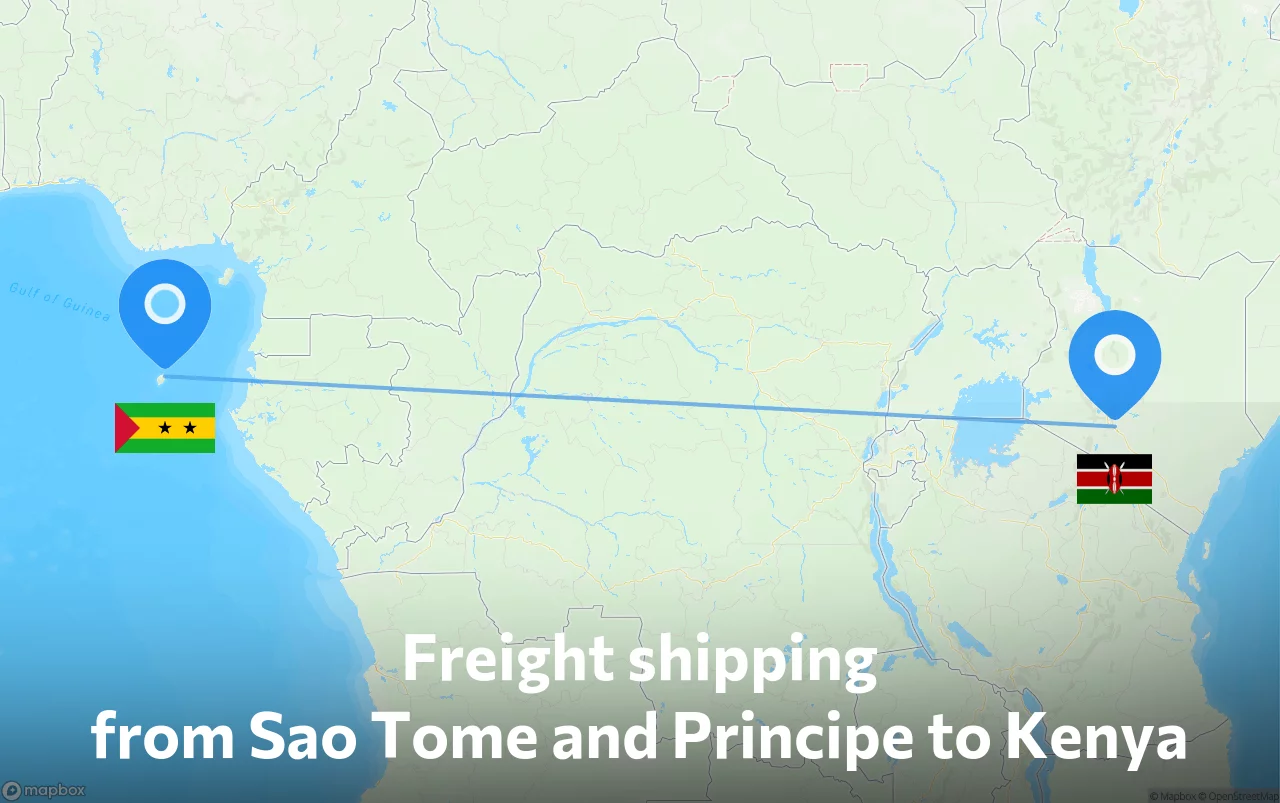 Shipping route from Sao Tome and Principe to Kenya