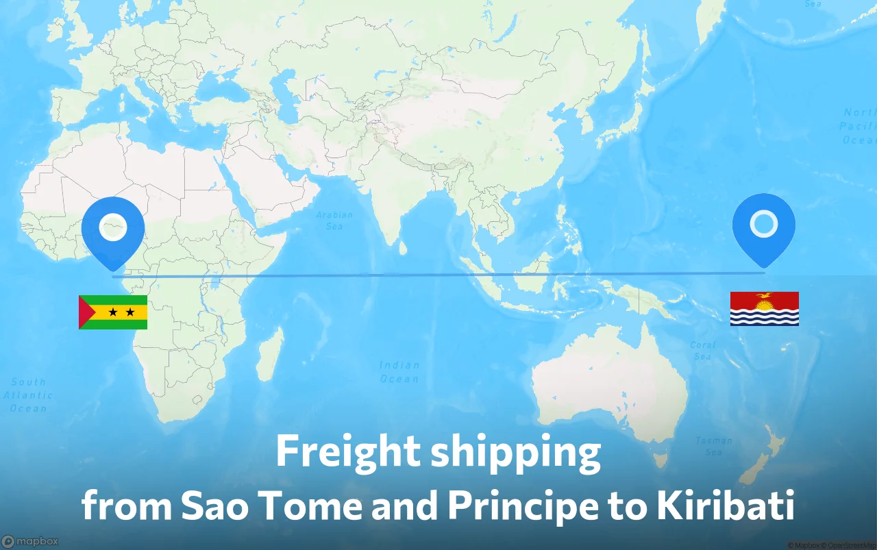 Shipping route from Sao Tome and Principe to Kiribati