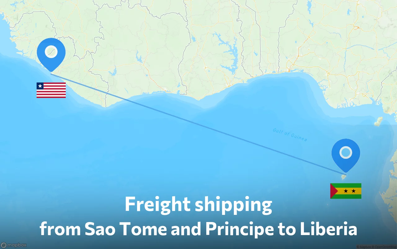 Shipping route from Sao Tome and Principe to Liberia