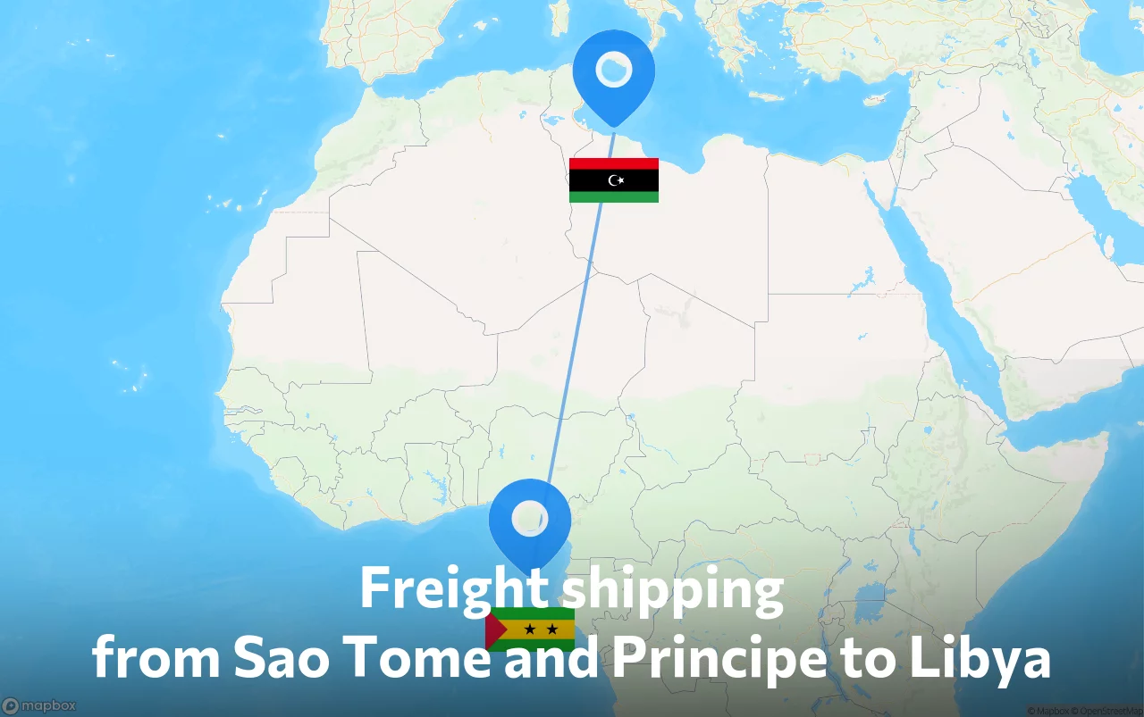 Shipping route from Sao Tome and Principe to Libya
