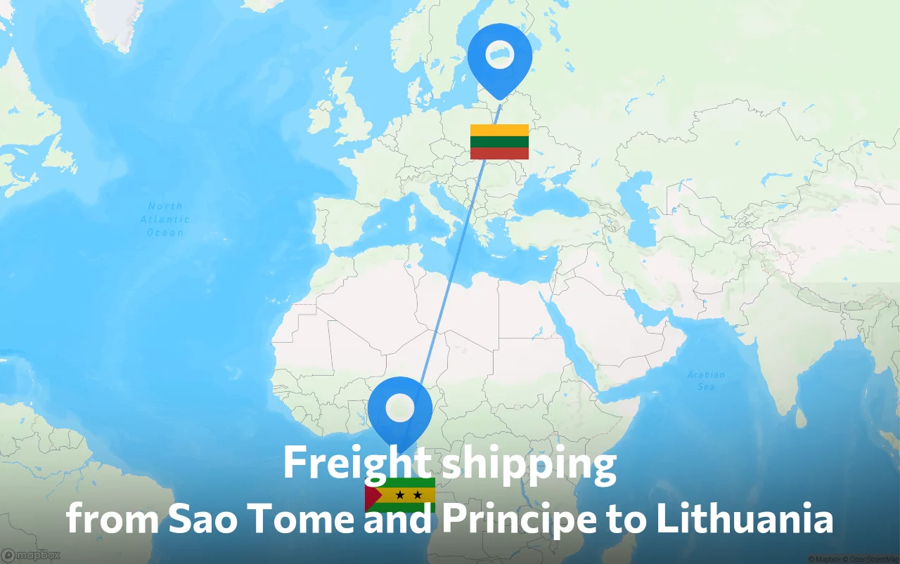 Shipping route from Sao Tome and Principe to Lithuania