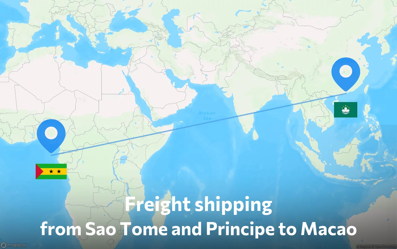 Shipping route from Sao Tome and Principe to Macao