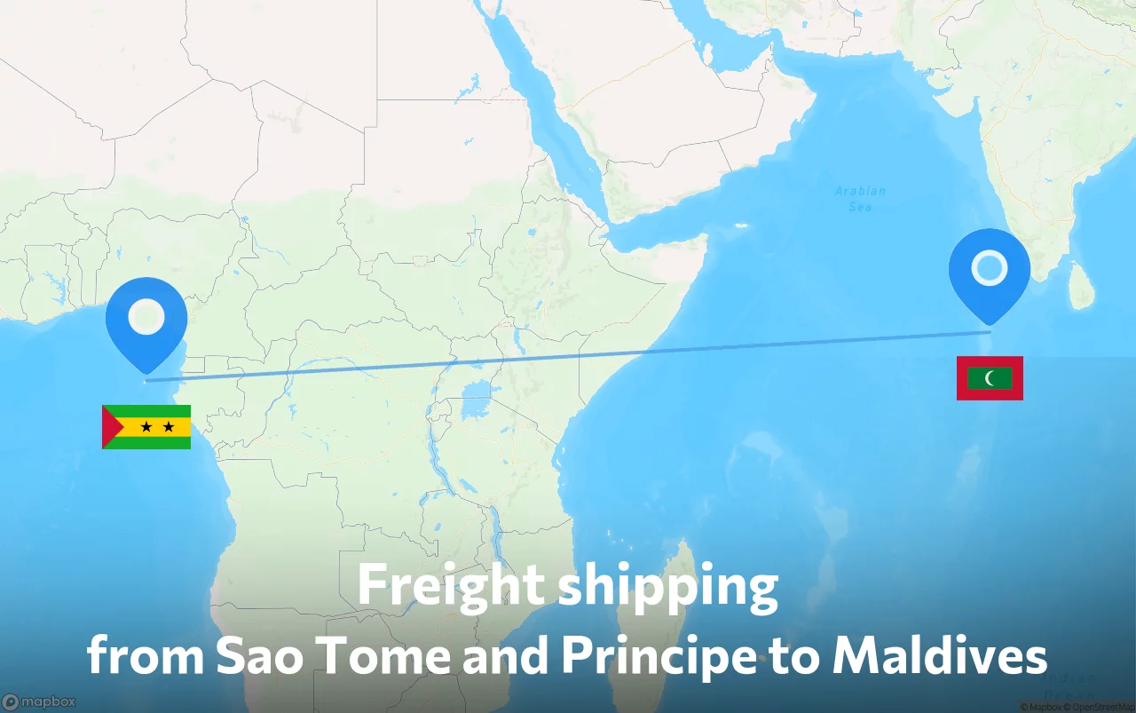 Shipping route from Sao Tome and Principe to Maldives