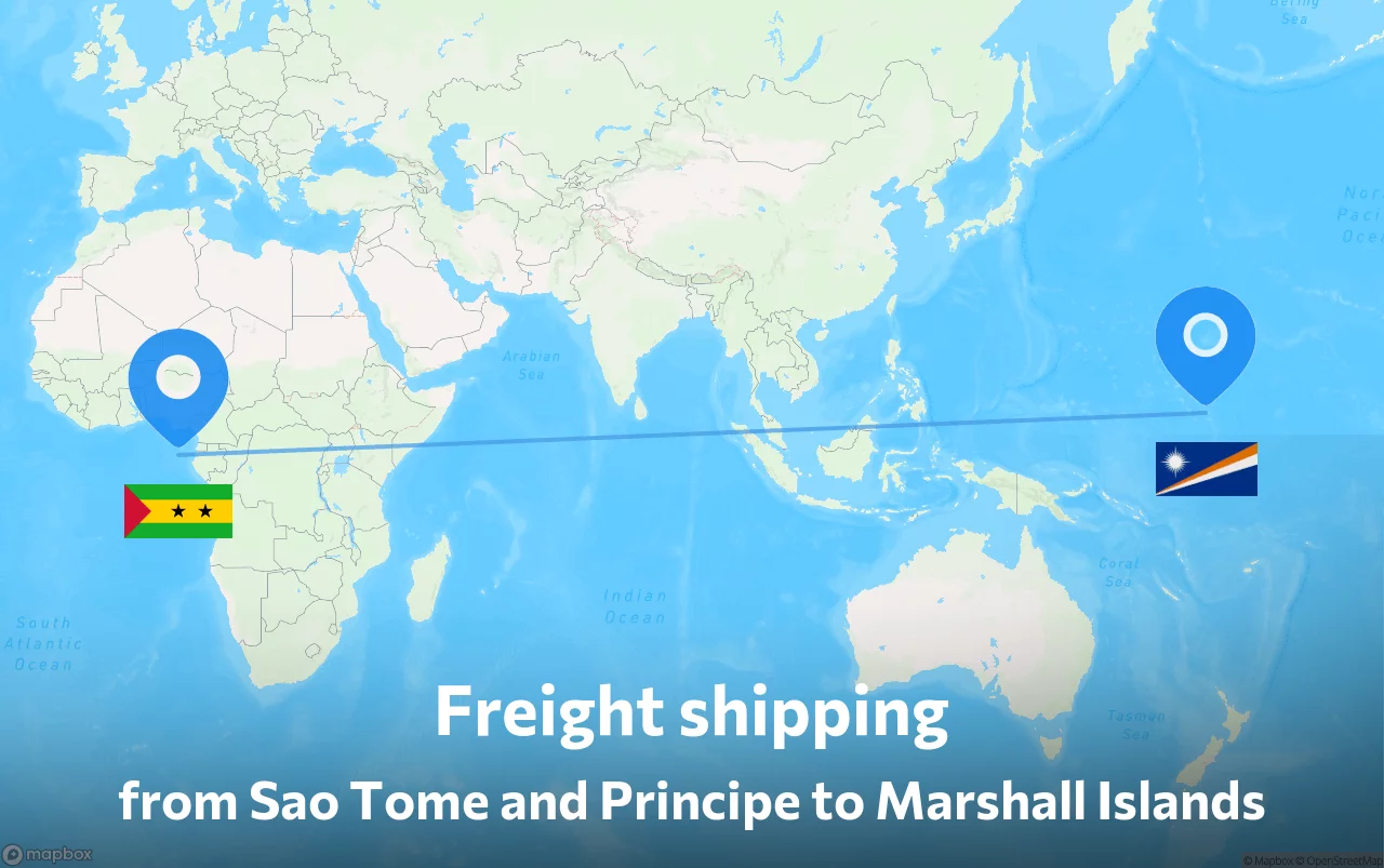 Shipping route from Sao Tome and Principe to Marshall Islands