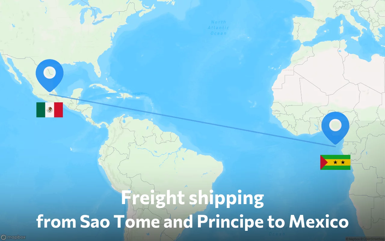 Shipping route from Sao Tome and Principe to Mexico