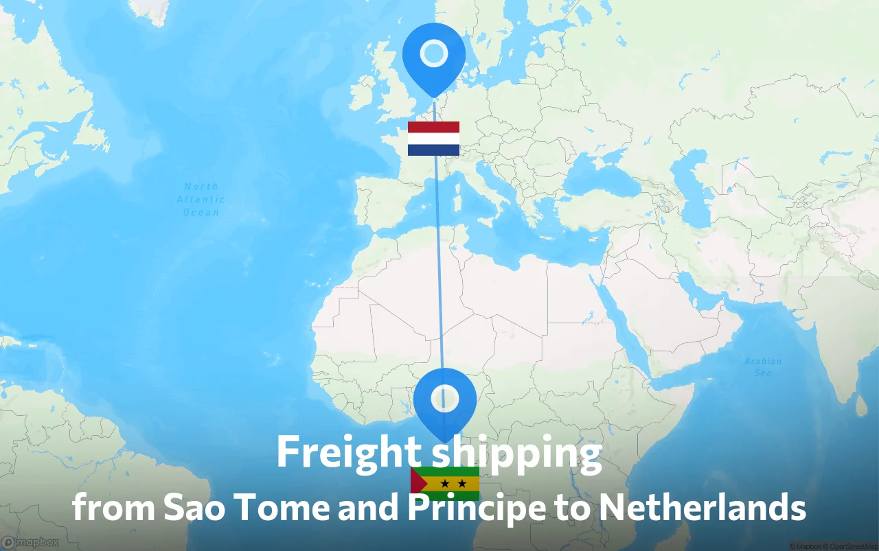 Shipping route from Sao Tome and Principe to Netherlands