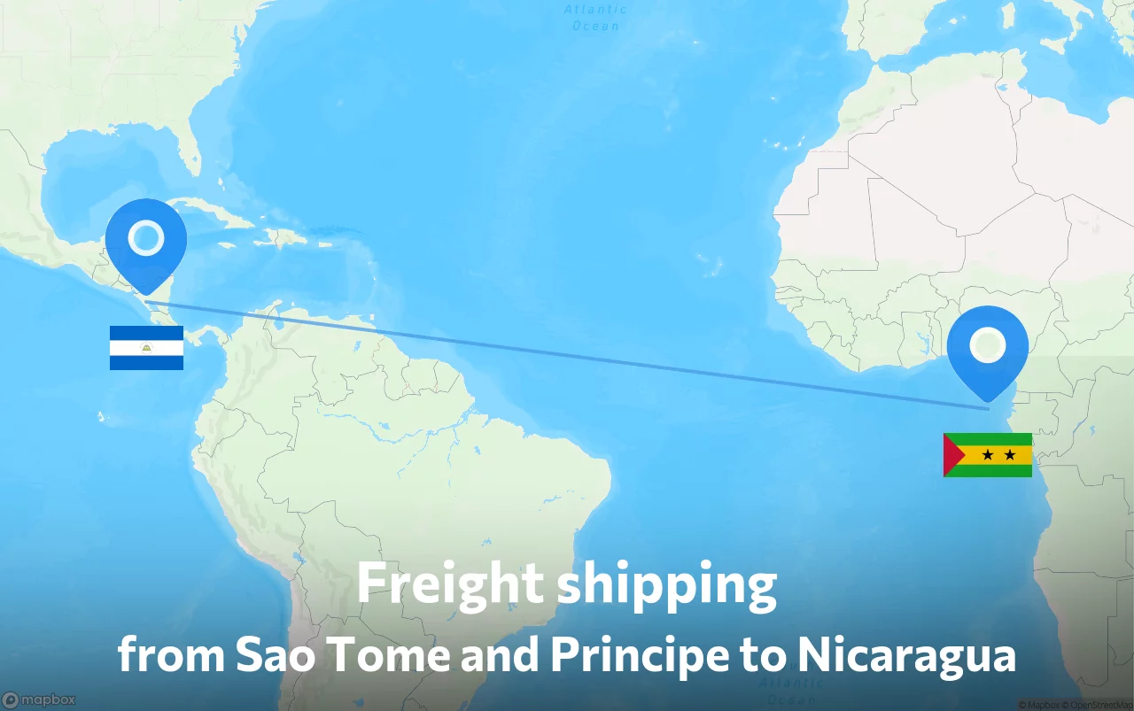 Shipping route from Sao Tome and Principe to Nicaragua