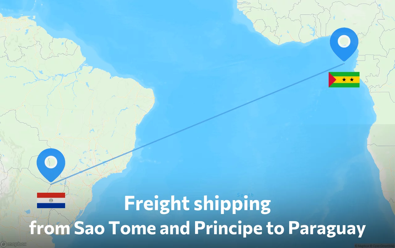 Shipping route from Sao Tome and Principe to Paraguay