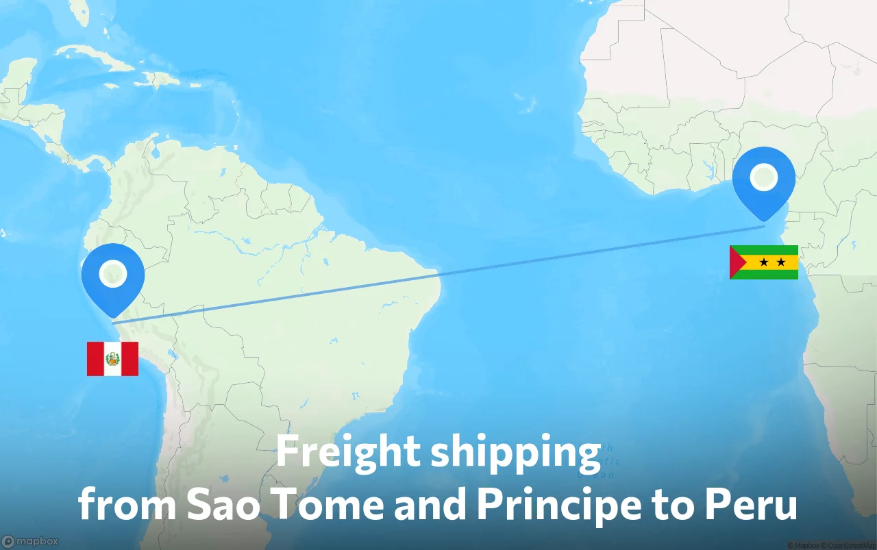 Shipping route from Sao Tome and Principe to Peru