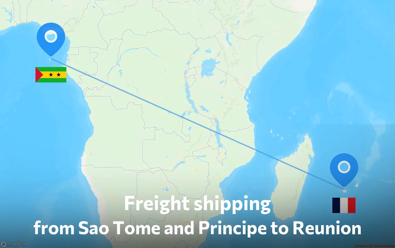 Shipping route from Sao Tome and Principe to Reunion