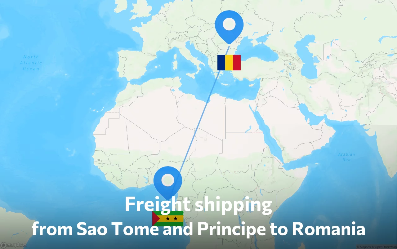 Shipping route from Sao Tome and Principe to Romania