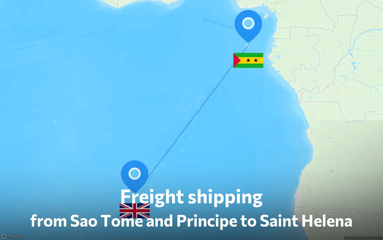 Shipping route from Sao Tome and Principe to Saint Helena