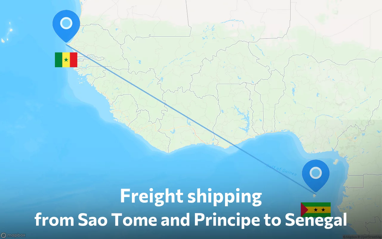 Shipping route from Sao Tome and Principe to Senegal