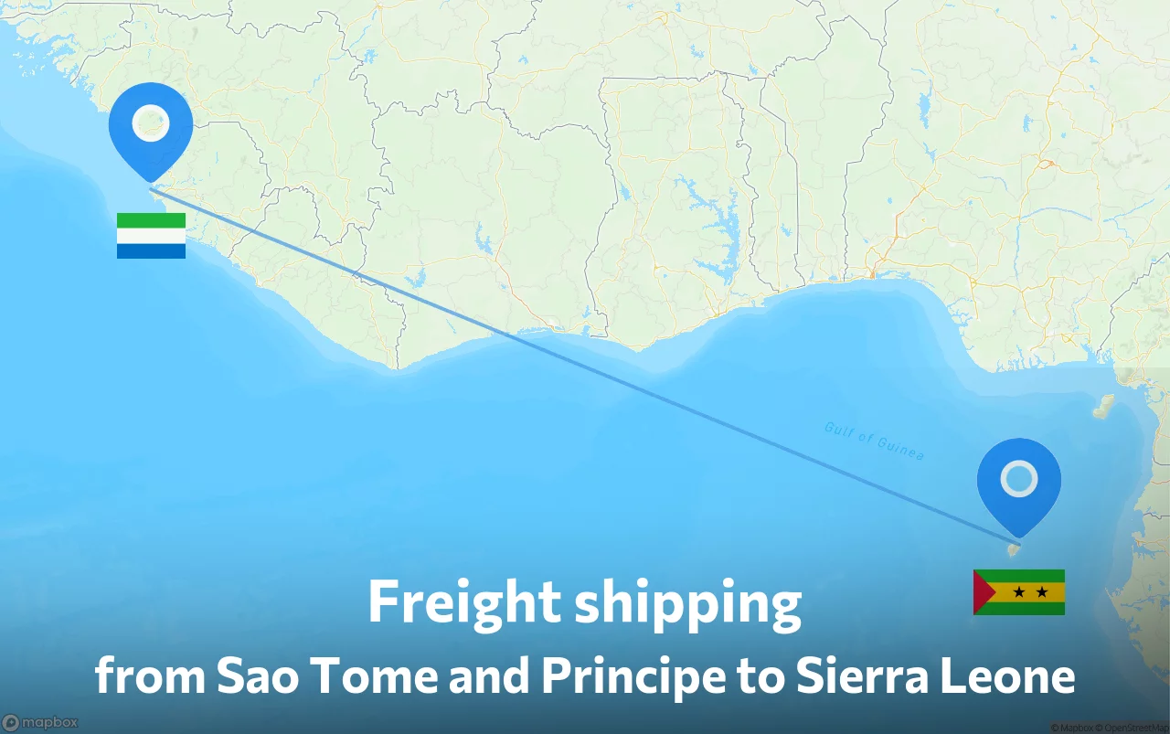 Shipping route from Sao Tome and Principe to Sierra Leone