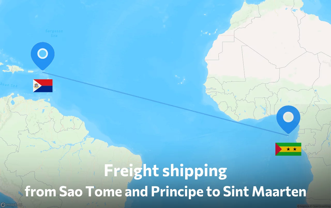 Shipping route from Sao Tome and Principe to Sint Maarten